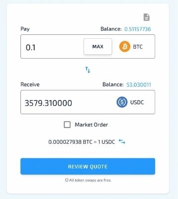 Hodlnaut Fee Free Swap Feature Interface Example
